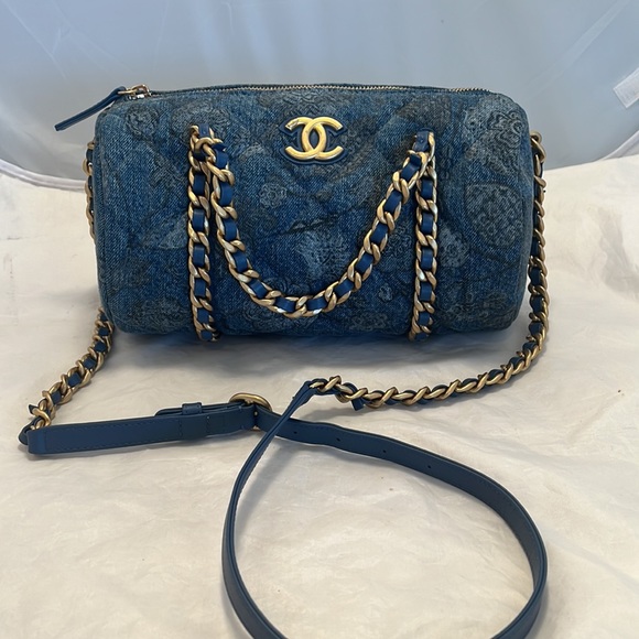 Chanel Denim Printed Destination Chenonceau Bowling Bag - Picture 15 of 15
